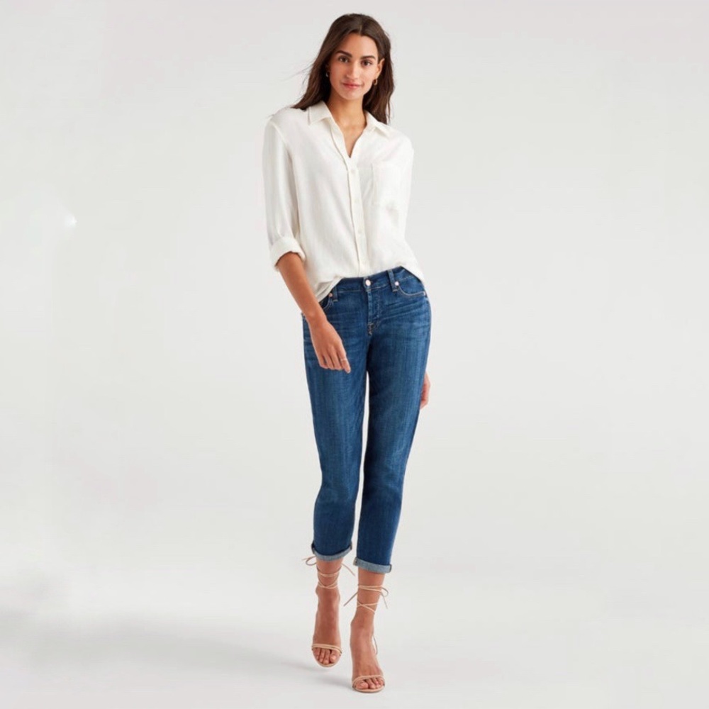 7FAM Josefina Skinny Boyfriend Relaxed Size 30 crop jeans